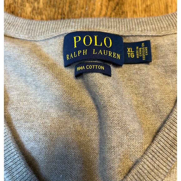 Polo by Ralph Lauren Pima Cotton Fine Gauge V-Neck Sweater Heather Brown Sz XL - Picture 4 of 11